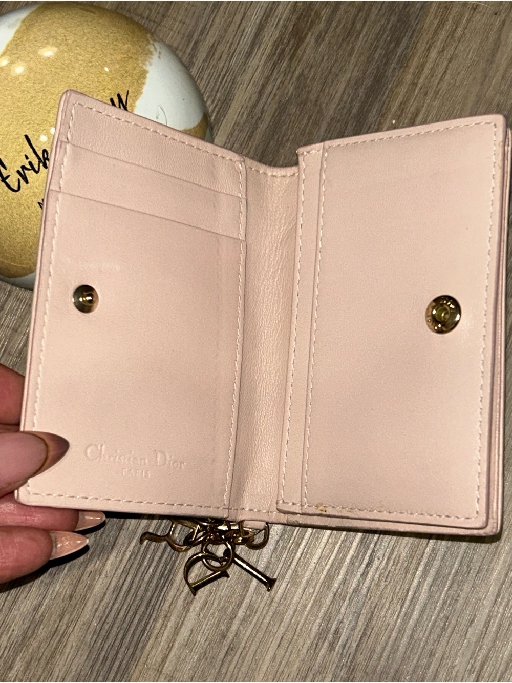 Dior Pink Quilted Cannage Leather Snap Card Holder Wallet - Picture 4 of 12